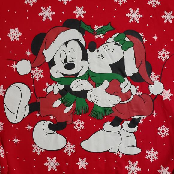 DISNEY Mickey Mouse Holiday Sweatshirt XXL Red‎ Pullover Minnie & Mickey Plus - Picture 3 of 9